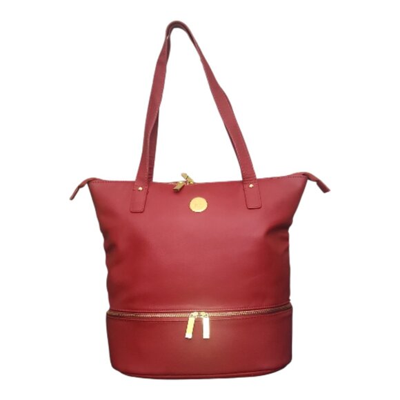 Joy Mangano Handbags - JOY Mangano Leather Double Decker Tote and Trifold Wallet With RFID Protection